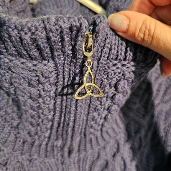 Aran Crafts Wool Blue Zip Up Sweater Sz XS - Picture 3 of 9